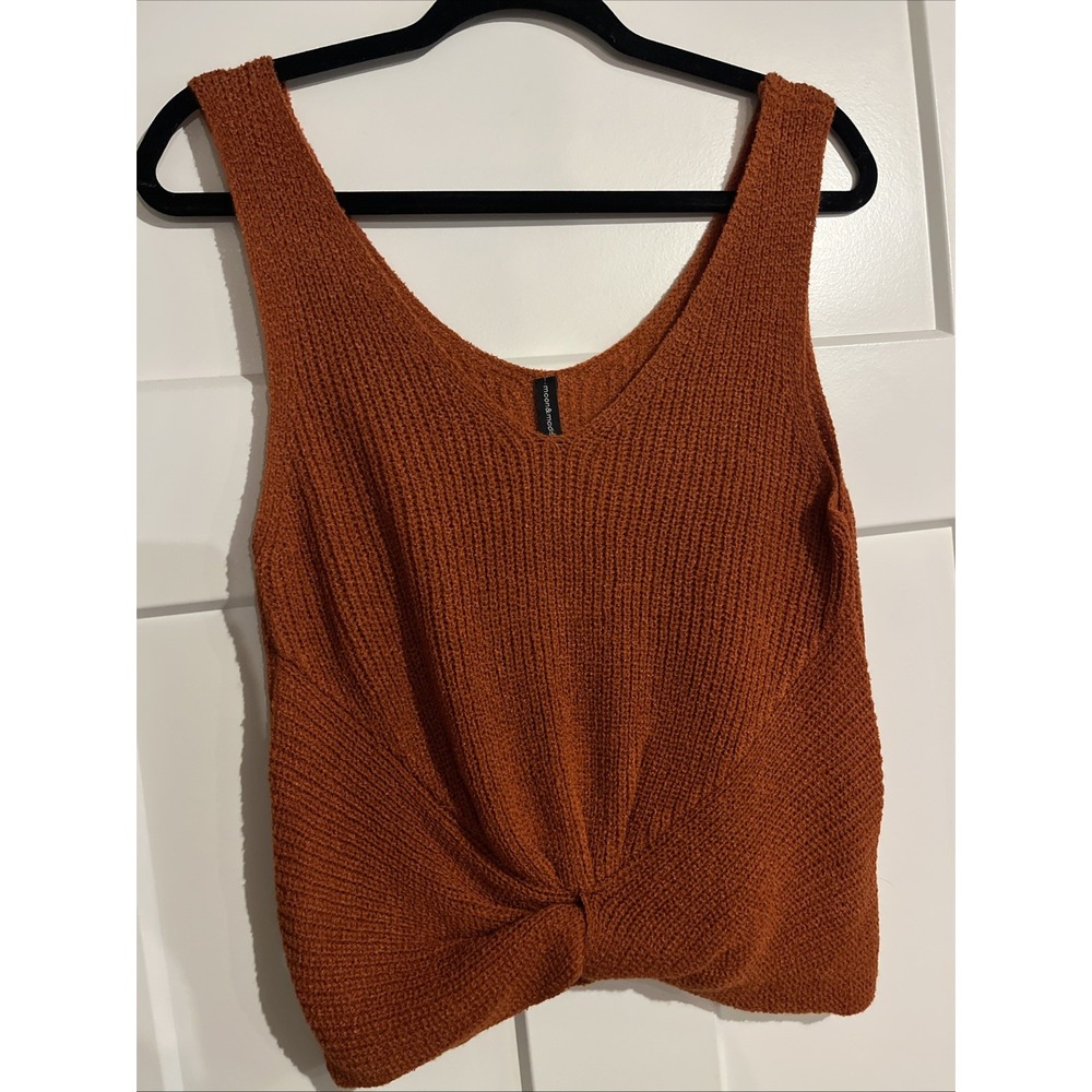 Moon & Madison Sleeveless Tank Sweater Front Knot Women’s Large Burnt Orange